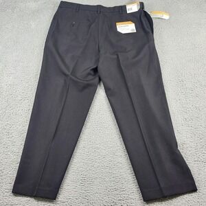 Savane Select Dress Pants Mens 36x29 Black Flat Front Comfort Waist Wrinkle